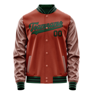 Custom Texas-Orange Teal Solid Color Varsity Letterman Jacket
