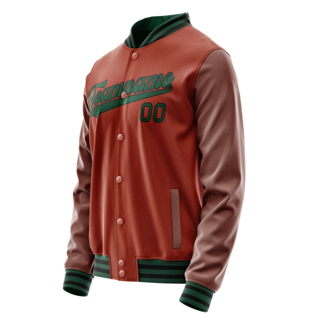 Custom Texas-Orange Teal Solid Color Varsity Letterman Jacket