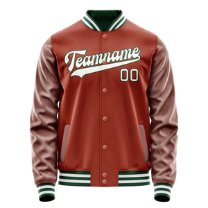 Custom Texas-Orange White Solid Color Varsity Letterman Jacket