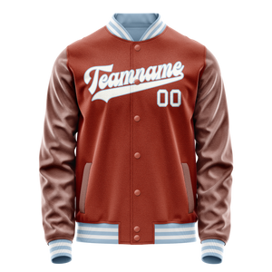 Custom Texas-Orange White Solid Color Varsity Letterman Jacket