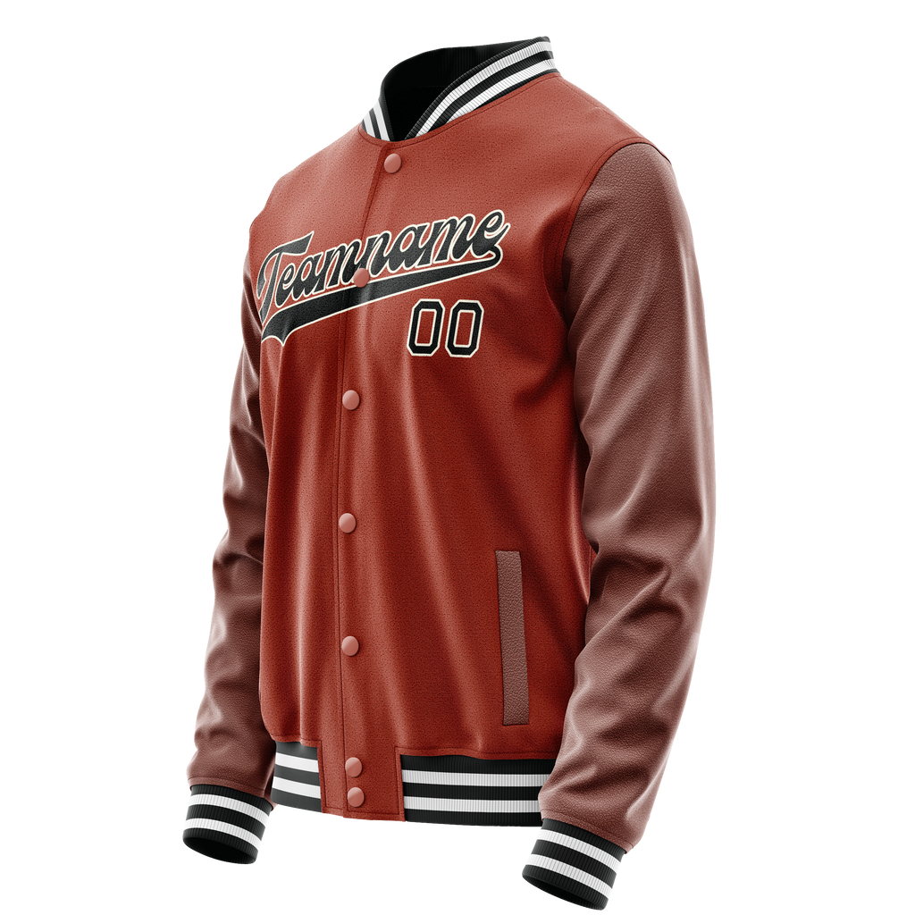 Custom Texas-Orange Black Solid Color Varsity Letterman Jacket