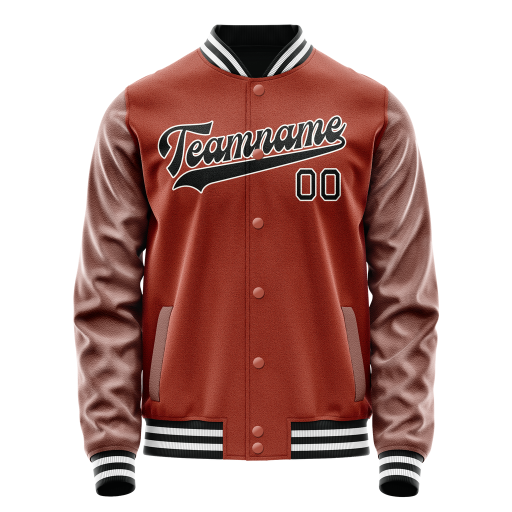 Custom Texas-Orange Black Solid Color Varsity Letterman Jacket
