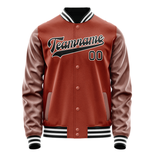 Custom Texas-Orange Black Solid Color Varsity Letterman Jacket