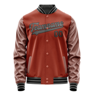 Custom Texas-Orange Gray Solid Color Varsity Letterman Jacket