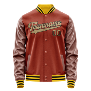 Custom Texas-Orange Old-Gold Solid Color Varsity Letterman Jacket