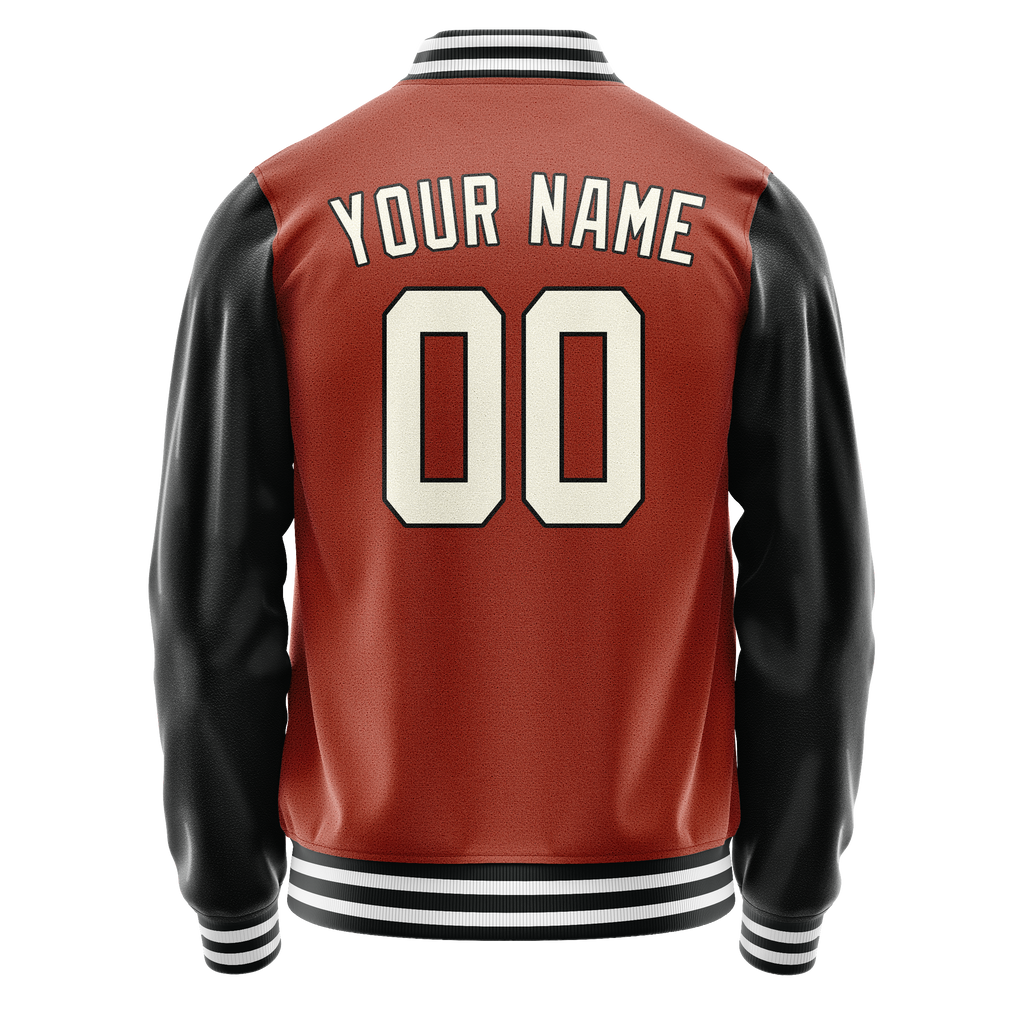 Custom Texas-Orange Black Solid Color Varsity Letterman Jacket