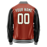 Custom Texas-Orange Black Solid Color Varsity Letterman Jacket