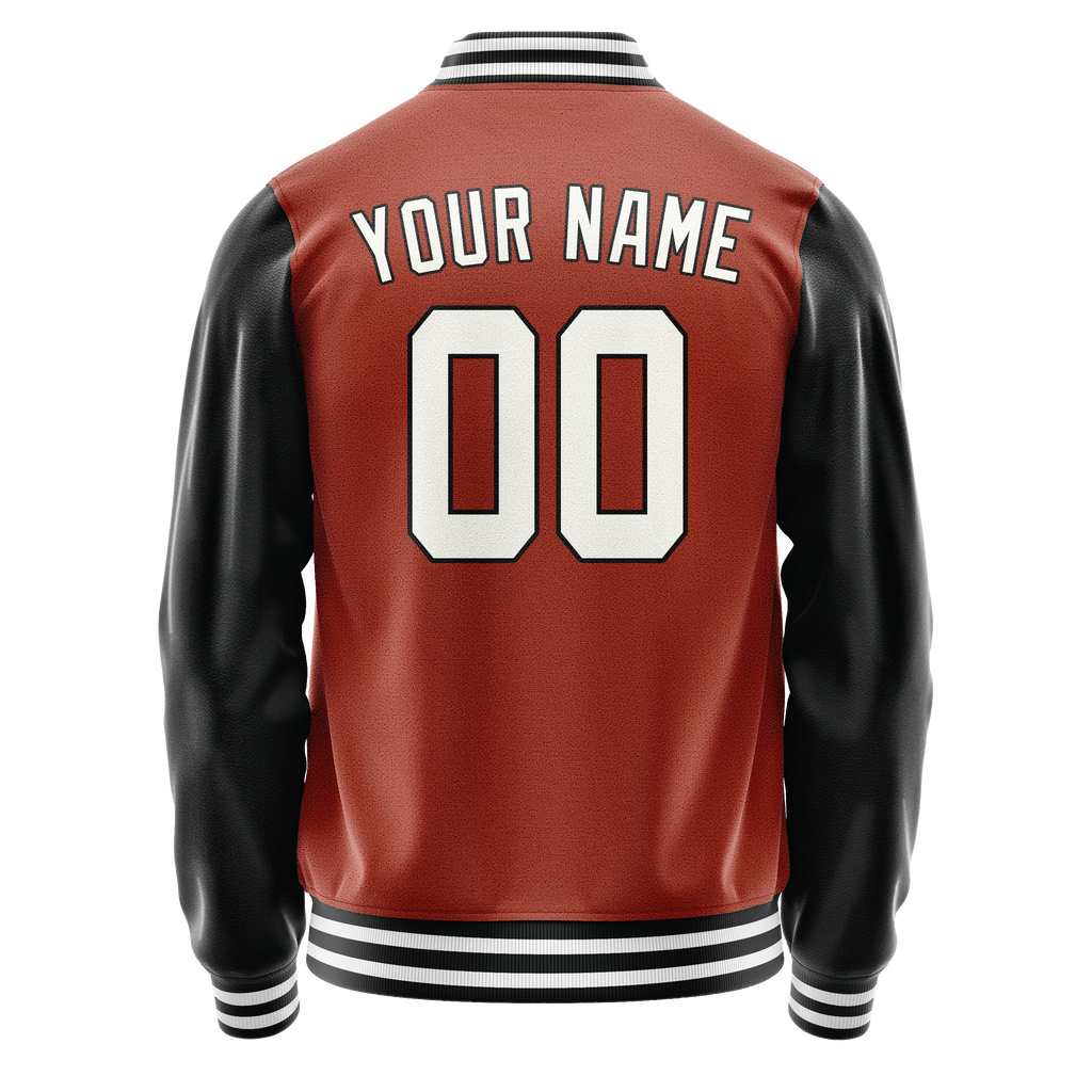 Custom Texas-Orange Black Solid Color Varsity Letterman Jacket