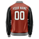 Custom Texas-Orange Black Solid Color Varsity Letterman Jacket