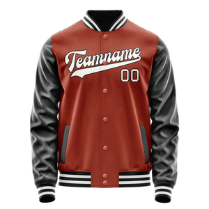 Custom Texas-Orange Black Solid Color Varsity Letterman Jacket