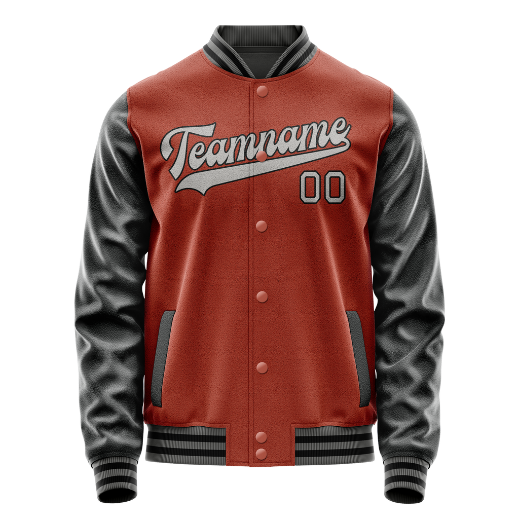 Custom Texas-Orange Black Solid Color Varsity Letterman Jacket