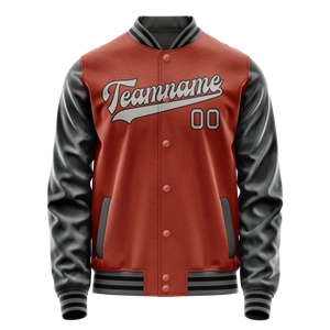 Custom Texas-Orange Black Solid Color Varsity Letterman Jacket