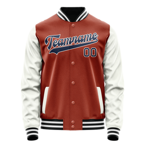 Custom Texas-Orange White Solid Color Varsity Letterman Jacket