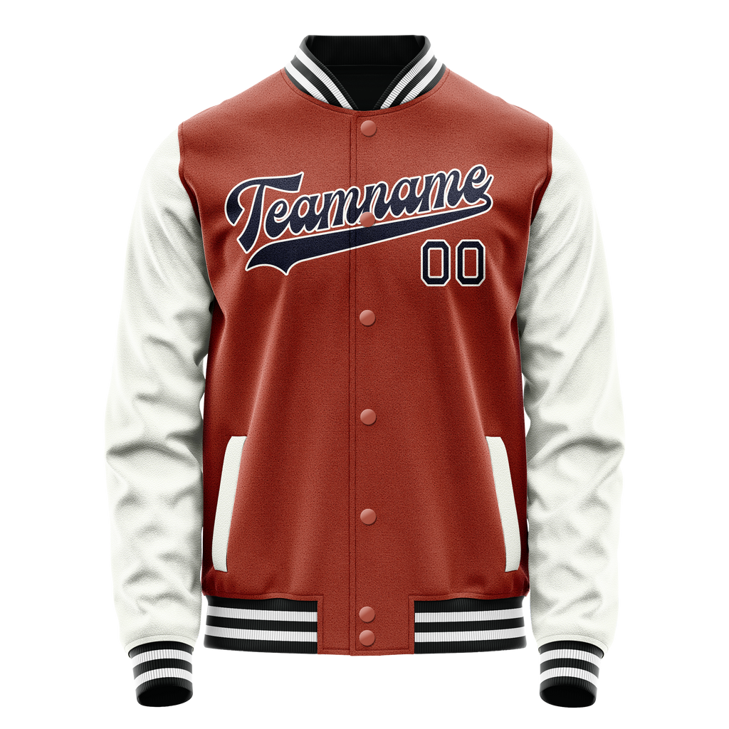 Custom Texas-Orange White Solid Color Varsity Letterman Jacket