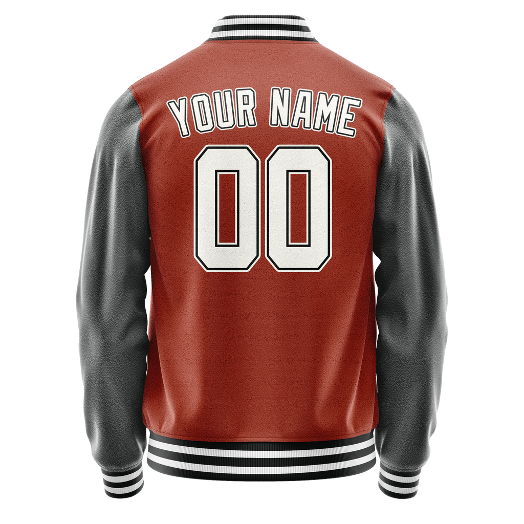 Custom Texas-Orange Gray Solid Color Varsity Letterman Jacket