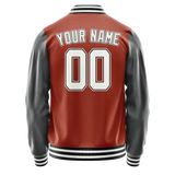 Custom Texas-Orange Gray Solid Color Varsity Letterman Jacket