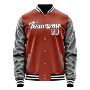 Custom Texas-Orange Gray Solid Color Varsity Letterman Jacket