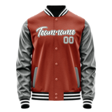 Custom Texas-Orange Gray Solid Color Varsity Letterman Jacket