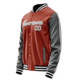 Custom Texas-Orange Gray Solid Color Varsity Letterman Jacket