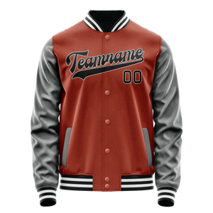 Custom Texas-Orange Gray Solid Color Varsity Letterman Jacket