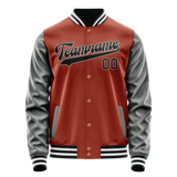 Custom Texas-Orange Gray Solid Color Varsity Letterman Jacket