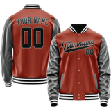 Custom Texas-Orange Gray Solid Color Varsity Letterman Jacket