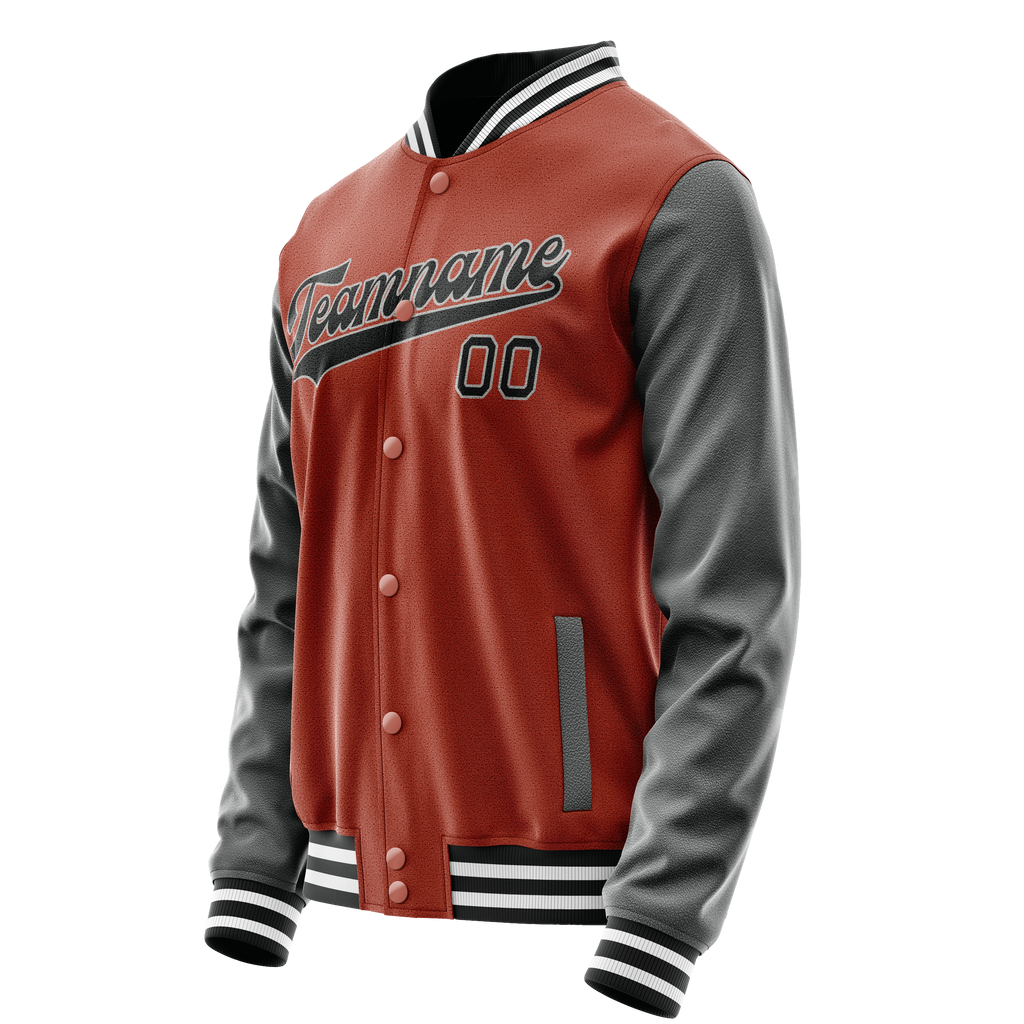 Custom Texas-Orange Gray Solid Color Varsity Letterman Jacket