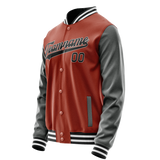 Custom Texas-Orange Gray Solid Color Varsity Letterman Jacket