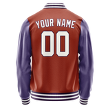 Custom Texas-Orange Purple Solid Color Varsity Letterman Jacket