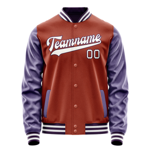 Custom Texas-Orange Purple Solid Color Varsity Letterman Jacket