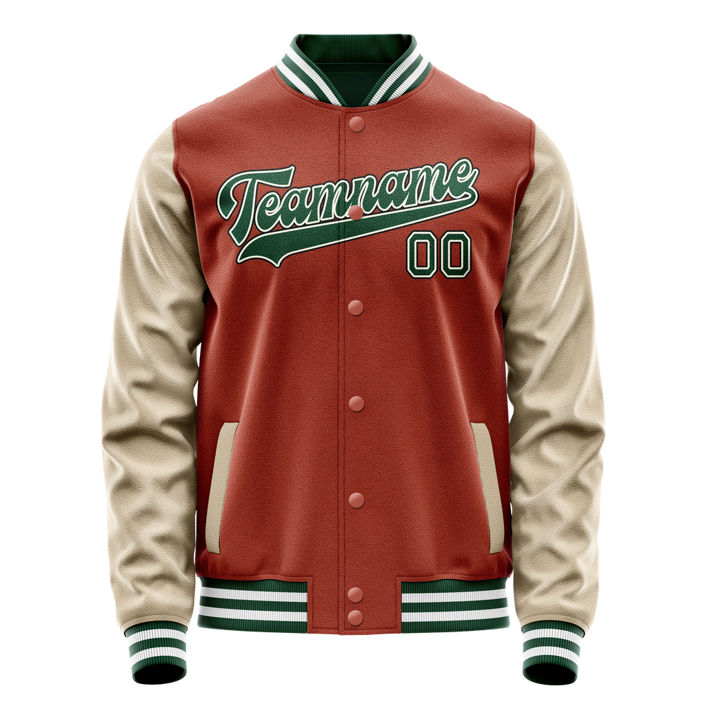 Custom Texas-Orange Cream Solid Color Varsity Letterman Jacket
