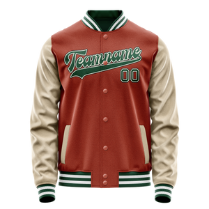 Custom Texas-Orange Cream Solid Color Varsity Letterman Jacket