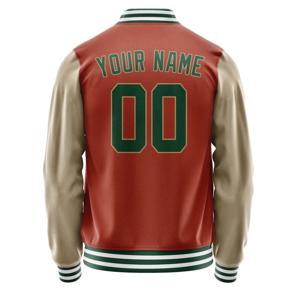 Custom Texas-Orange Cream Solid Color Varsity Letterman Jacket