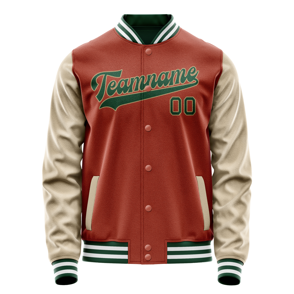 Custom Texas-Orange Cream Solid Color Varsity Letterman Jacket