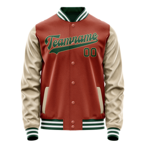 Custom Texas-Orange Cream Solid Color Varsity Letterman Jacket
