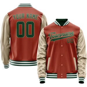 Custom Texas-Orange Cream Solid Color Varsity Letterman Jacket