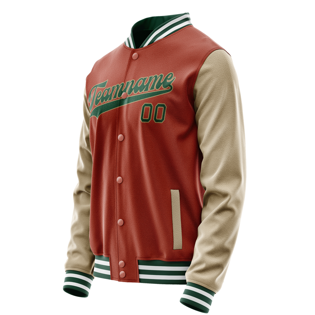 Custom Texas-Orange Cream Solid Color Varsity Letterman Jacket