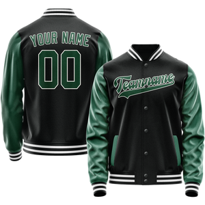 Custom Black Kelly-Green Solid Color Varsity Letterman Jacket