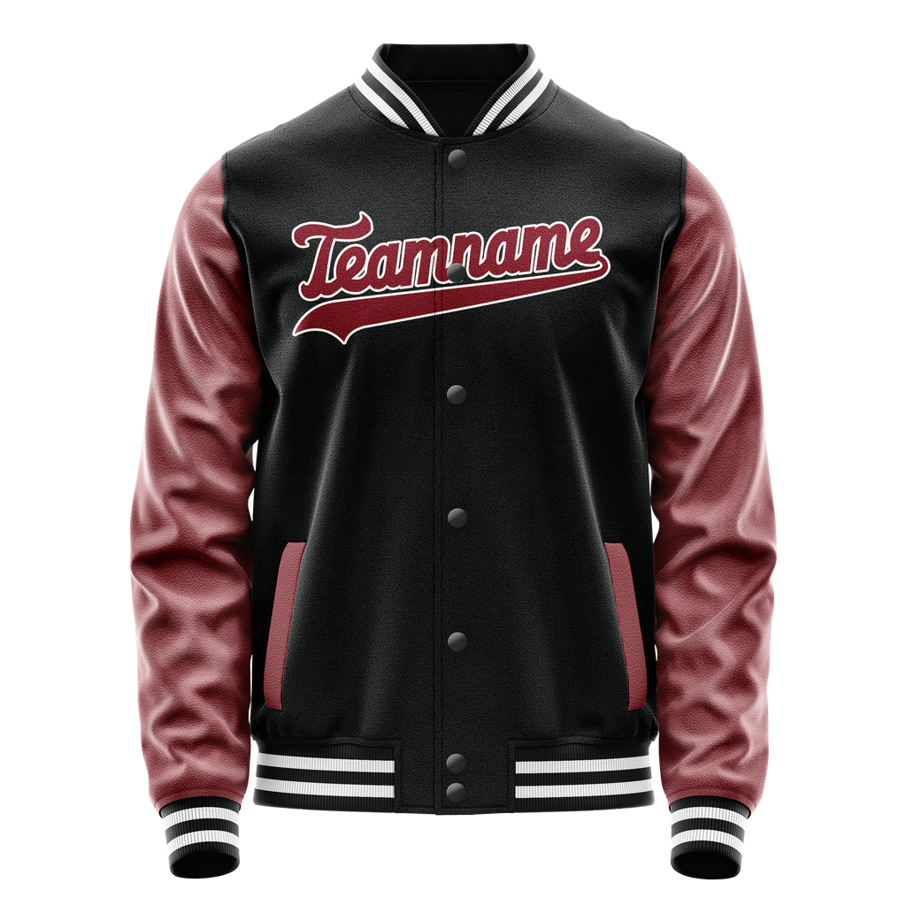 Custom Black Texas-Orange Solid Color Varsity Letterman Jacket