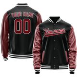 Custom Black Texas-Orange Solid Color Varsity Letterman Jacket