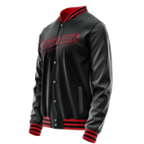 Custom Black Crimson Solid Color Varsity Letterman Jacket