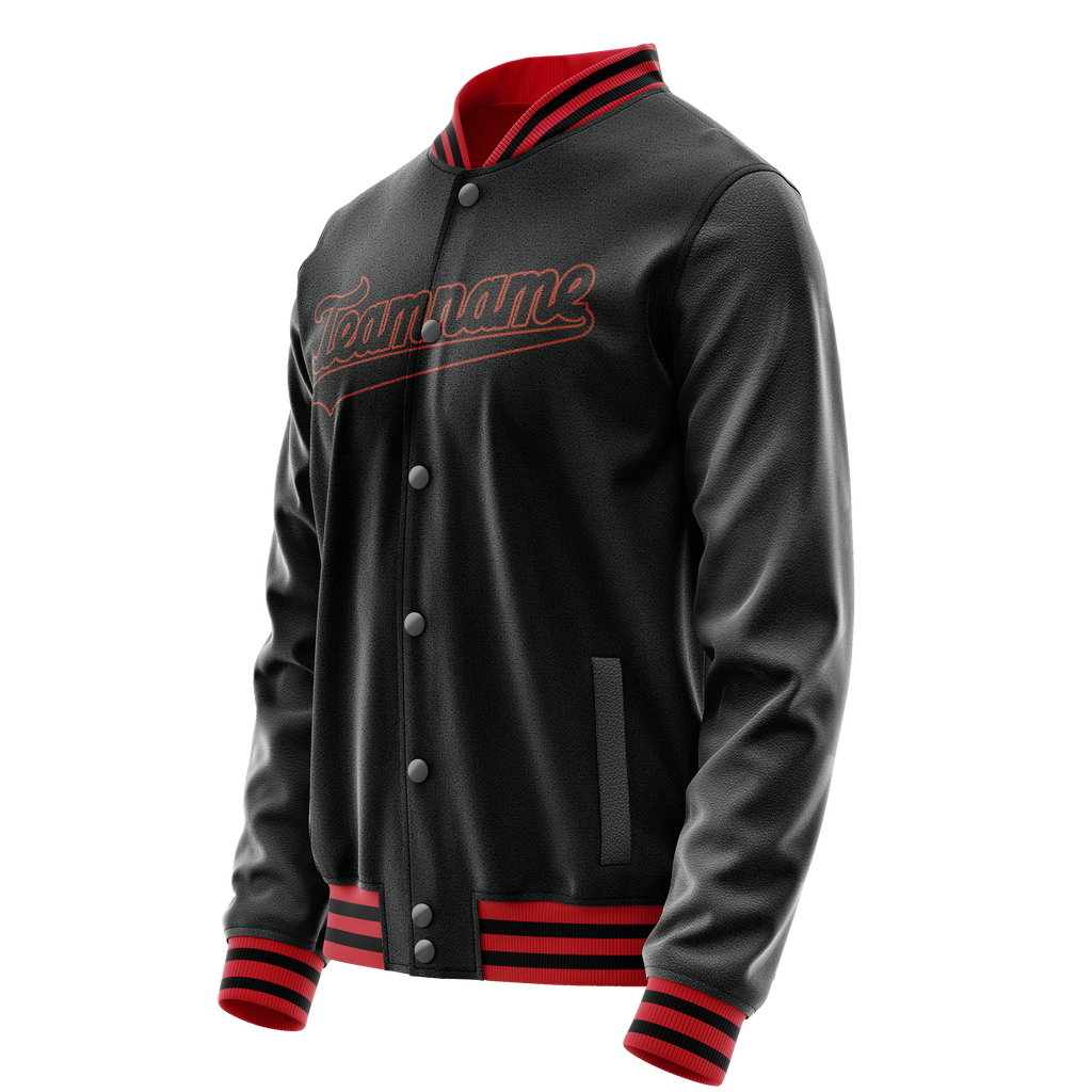 Custom Black Orange Solid Color Varsity Letterman Jacket