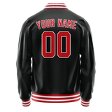 Custom Black Red Solid Color Varsity Letterman Jacket