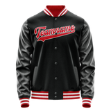 Custom Black Red Solid Color Varsity Letterman Jacket