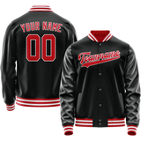 Custom Black Red Solid Color Varsity Letterman Jacket