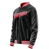 Custom Black Red Solid Color Varsity Letterman Jacket