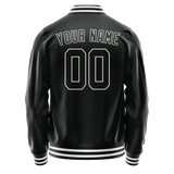Custom Black White Solid Color Varsity Letterman Jacket