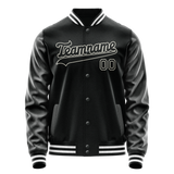 Custom Black White Solid Color Varsity Letterman Jacket