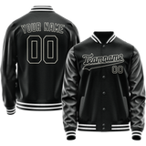 Custom Black White Solid Color Varsity Letterman Jacket