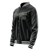 Custom Black White Solid Color Varsity Letterman Jacket